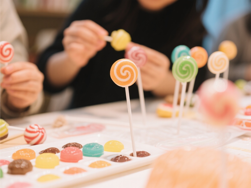 以DIY棒棒糖制作为例，参与者可以选择自己喜欢的颜