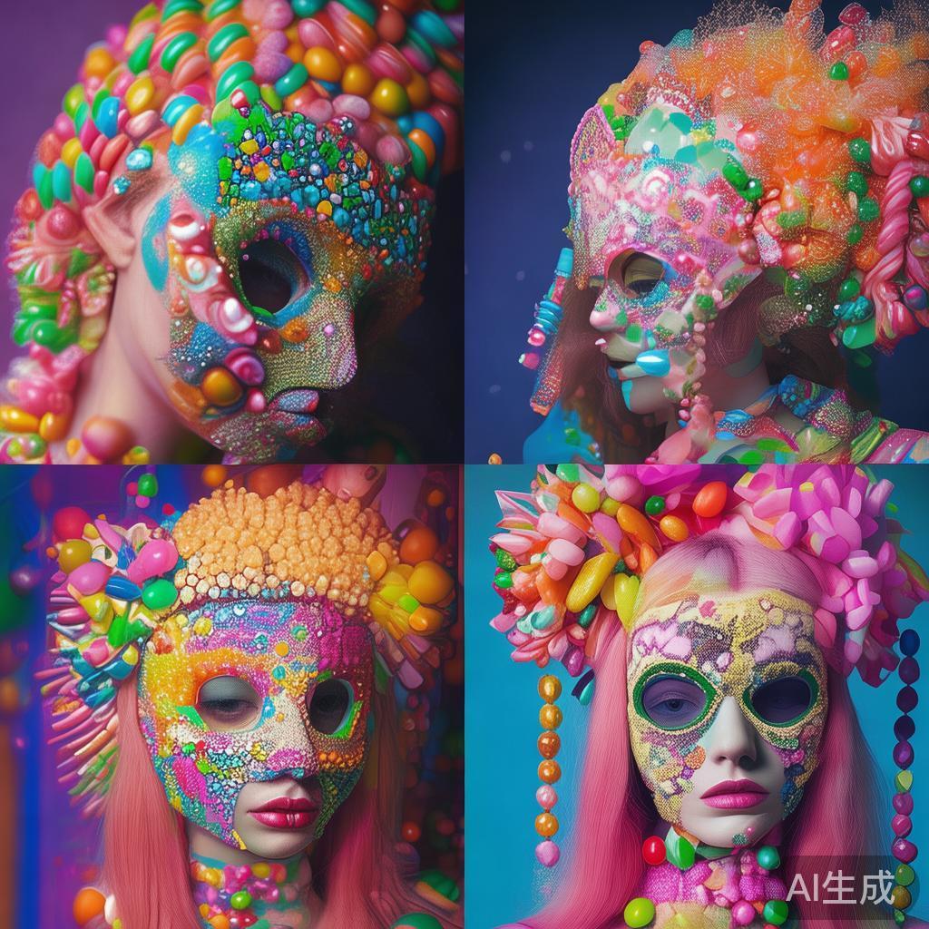 在精彩纷呈的糖果派对上，遮脸照片展现出丰富的风格和